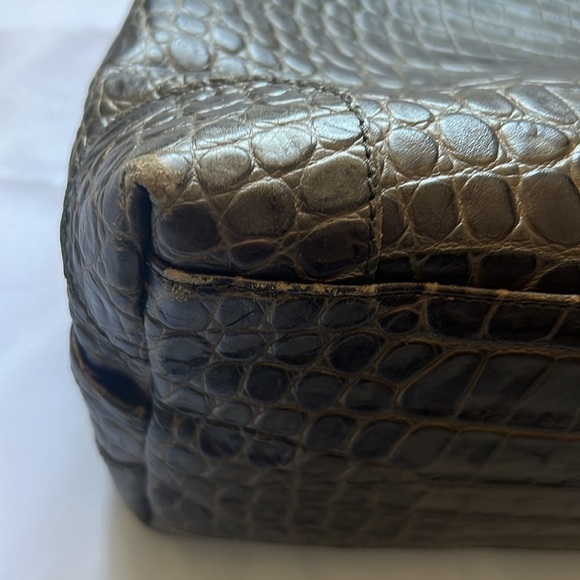 Gianfranco Ferre Croc Embossed Leather Tote - Picture 4 of 12